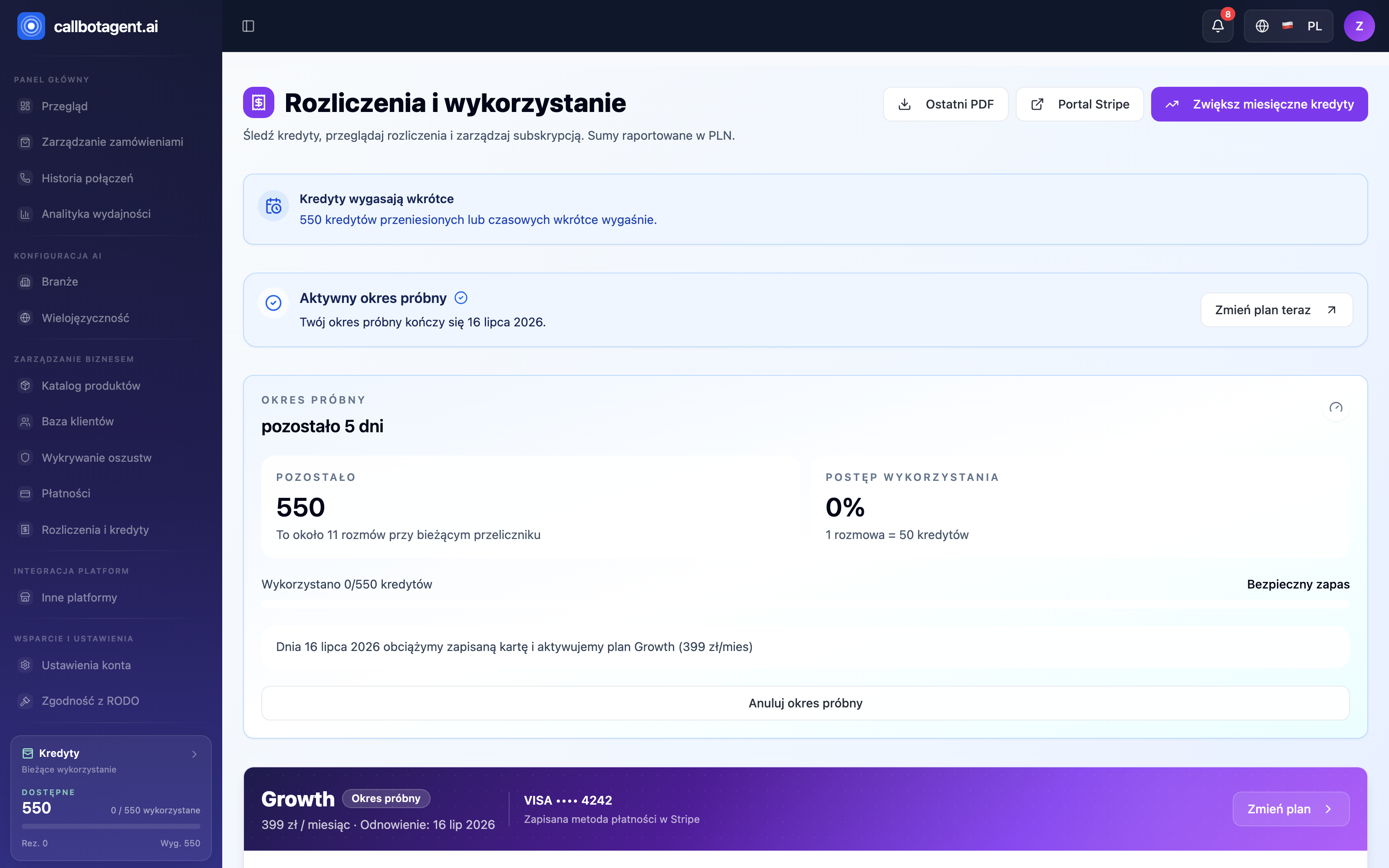 Billing and credits module