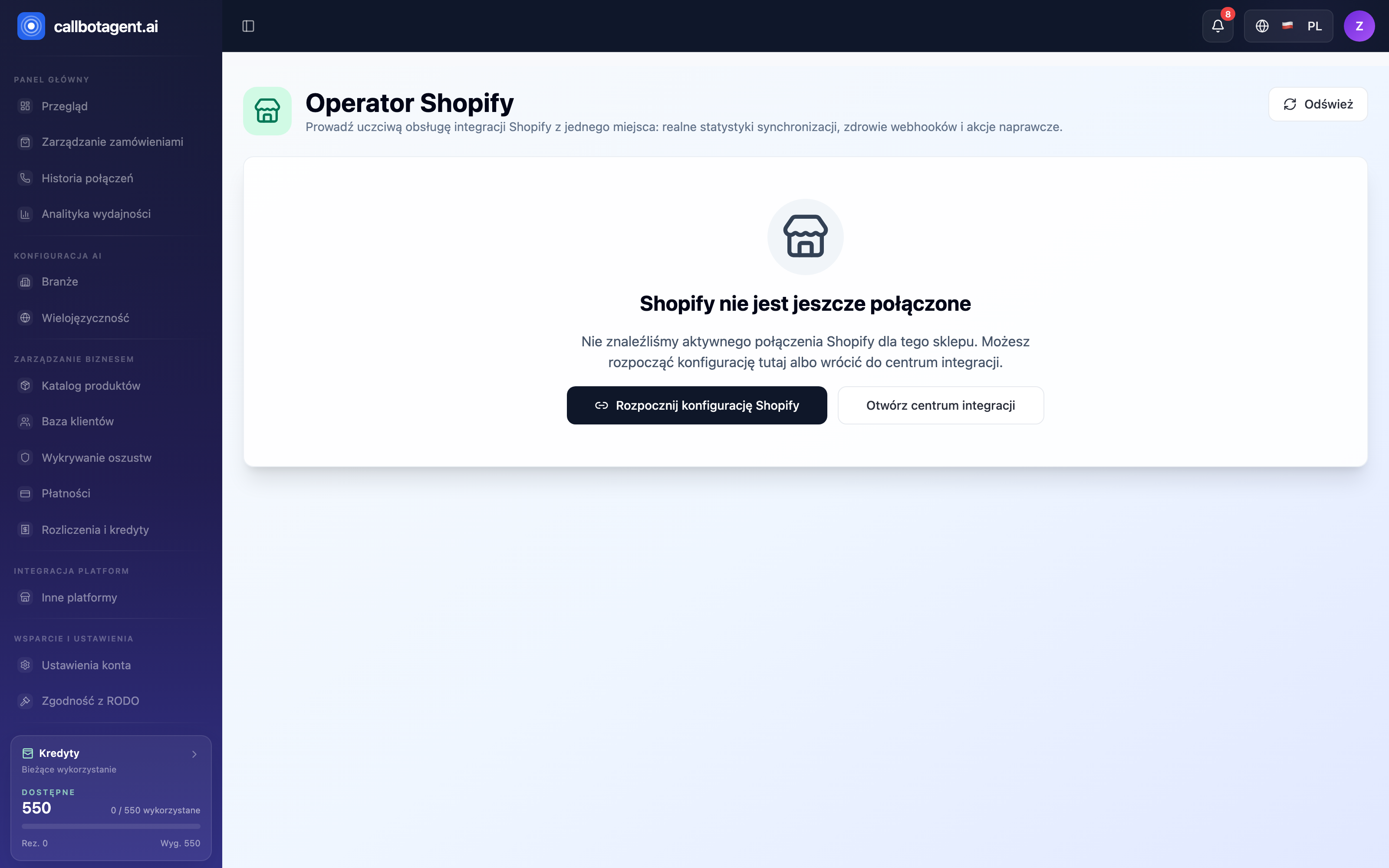 Operator Shopify — rozpoczęcie konfiguracji